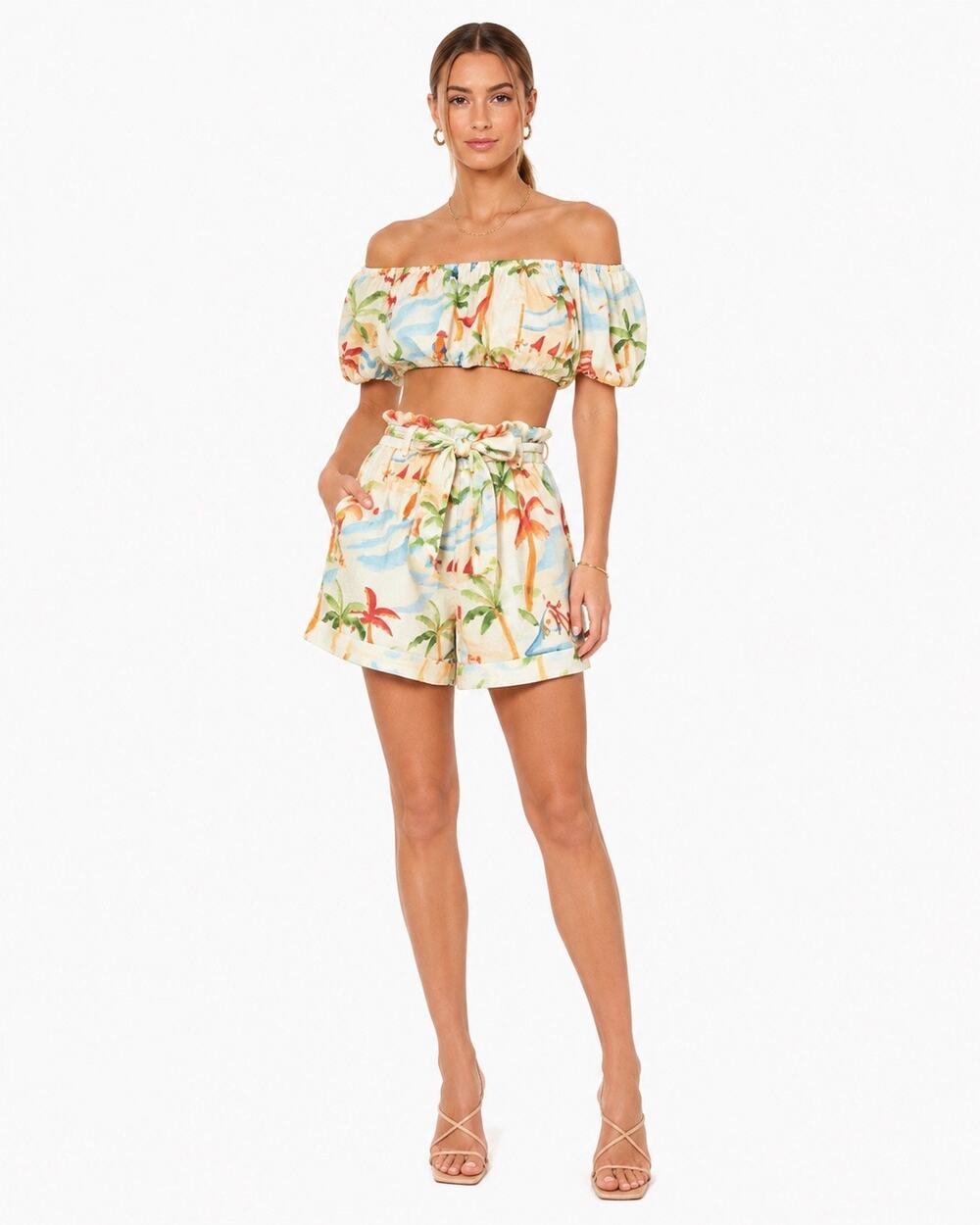 FARM RIO Copacabana Off The Shoulder Floral Crop Top